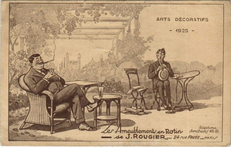Carte postale ancienne Paris (4e) 24 Rue Pavée. Les Ameublements en Rotin à Paris 4e