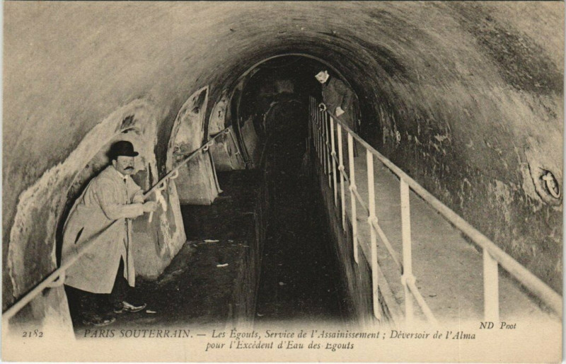 Carte postale ancienne Paris Souterrain Les Egouts Service de l'Assainissement