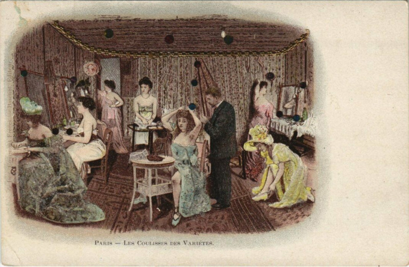 Carte postale ancienne Paris (9e) Les Coulisses de Varietes à Paris 9e