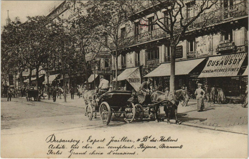 Carte postale ancienne Paris (9e) 4 Bd des Italiens. Dusausoy à Paris 9e