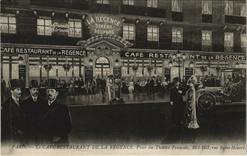Carte postale ancienne Paris (1e) Cafe-Restaurant de Regence Place du Théatre Francais à Paris 1er