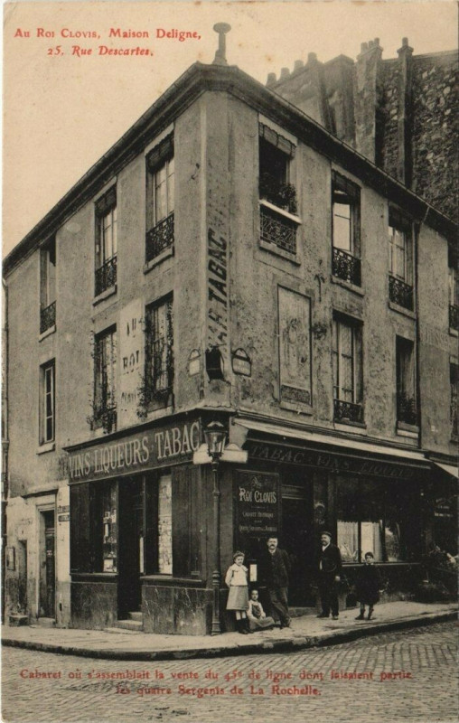 Carte postale ancienne Paris (5e) 25 Rue Descartes. Au Roi Clovis. Maison Deligne à Paris 5e