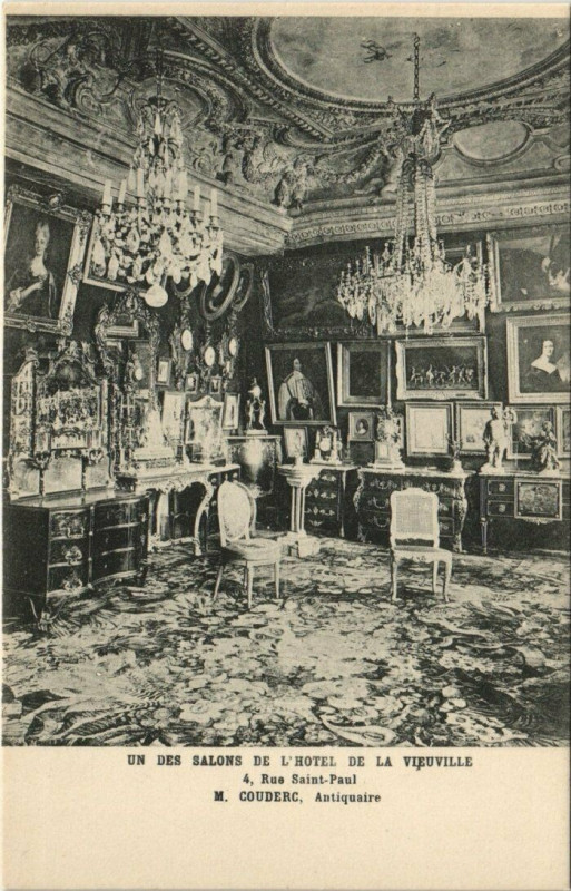 Carte postale ancienne Paris (4e) Hotel de la Veiuville 4 Rue Saint-Paul. Un des Salons à Paris 4e