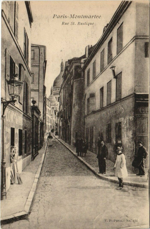 Carte postale ancienne Montmartre - Rue Saint-Rustique à Paris 18e