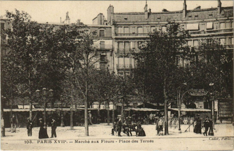 Carte postale ancienne Marché aux Fleurs - Place des Ternes à Paris 17e