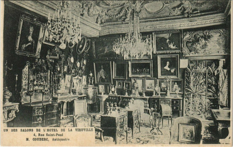 Carte postale ancienne Paris (4e) Hotel de la Veiuville 4 Rue Saint-Paul. Un des Salons à Paris 4e