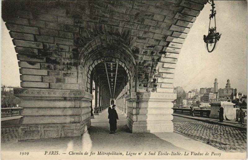 Carte postale ancienne Chemin de fer Métropolitain, Ligne n° 2 Sud Etoile-Italie - Le Viaduc de Passy à Paris 15e