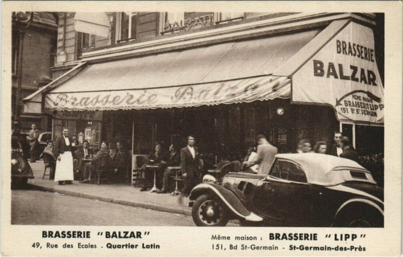 Carte postale ancienne Paris (5e) 49 Rue des Ecoles. Brasserie Balzar à Paris 5e