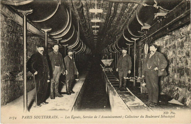 Carte postale ancienne Paris Souterrain Les Egouts Service de l'Assainissement à Paris