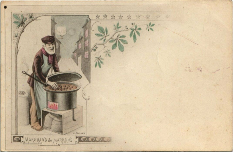 Carte postale ancienne Paris A. Muller. Marchand de Marrons