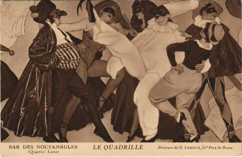 Carte postale ancienne Paris 5e 9. rue Champallion Bar des Noctambules Le Quadrille à Paris 5e