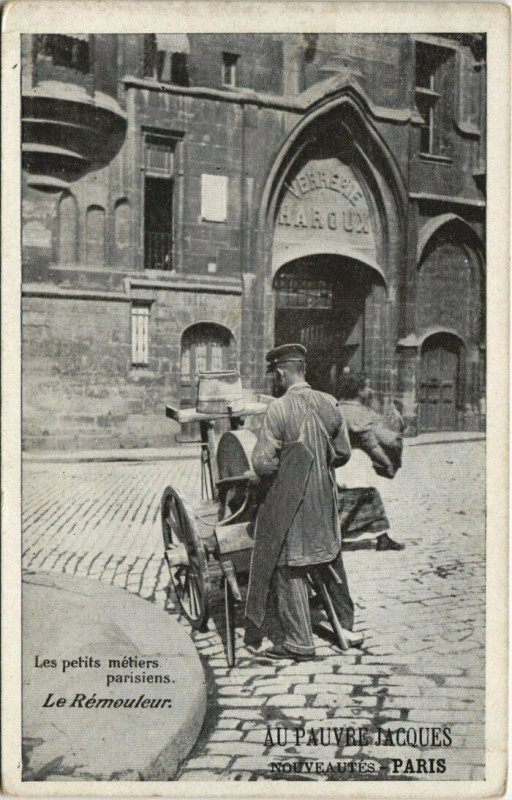 Carte postale ancienne Les petits métiers parisiens - Le Rémouleur à Paris 4e