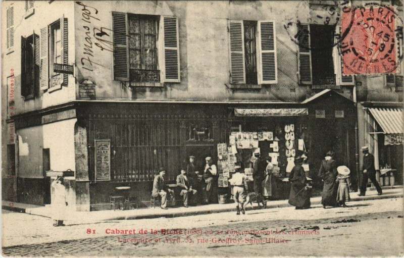 Carte postale ancienne Paris 5e Cabaret de la Biche Rue Geoffroy-Saint-Hilaire à Paris 5e