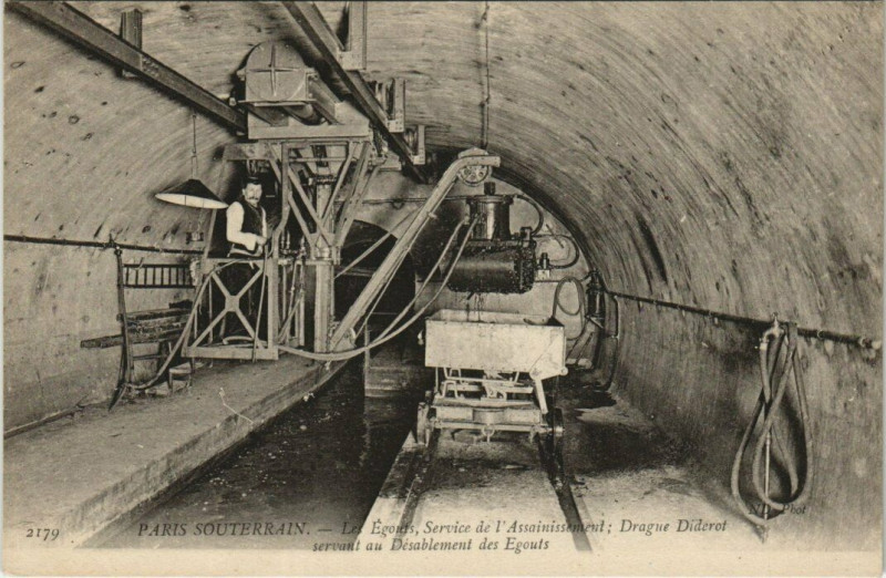 Carte postale ancienne Paris Souterrain Les Egouts Service de l'Assainissement