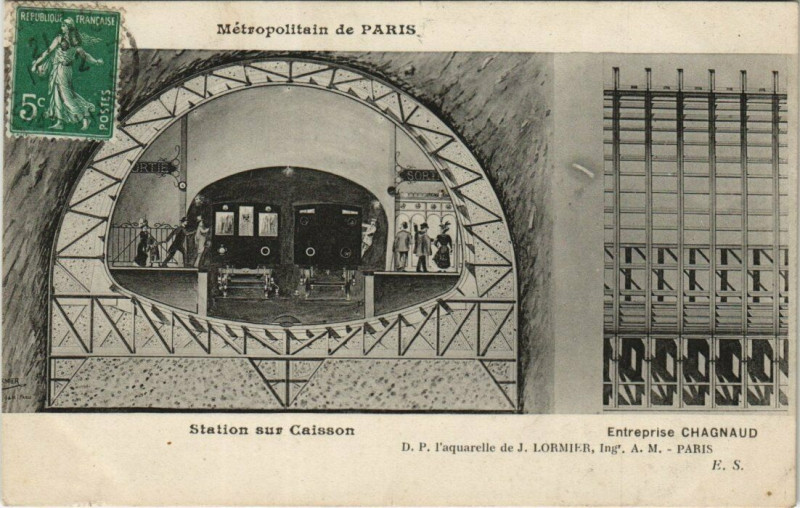 Carte postale ancienne Metroplitain de Paris Station sur Caisson