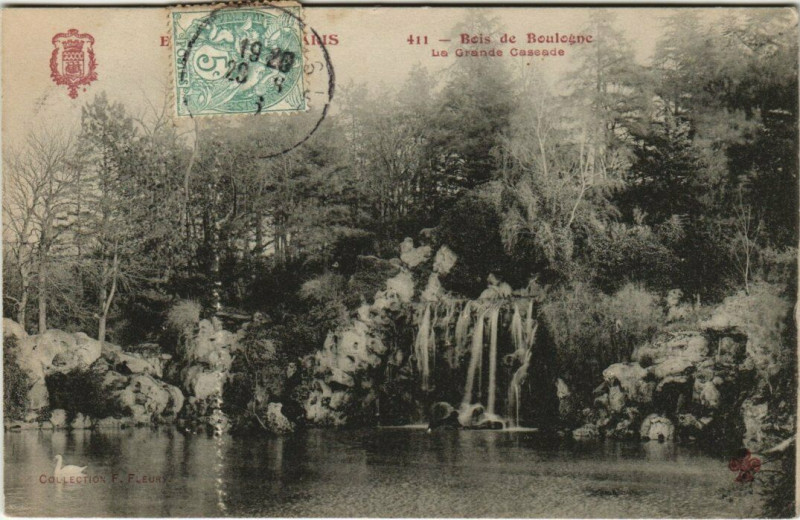 Carte postale ancienne Bois de Boulogne - La Grande Cascade à Paris 16e