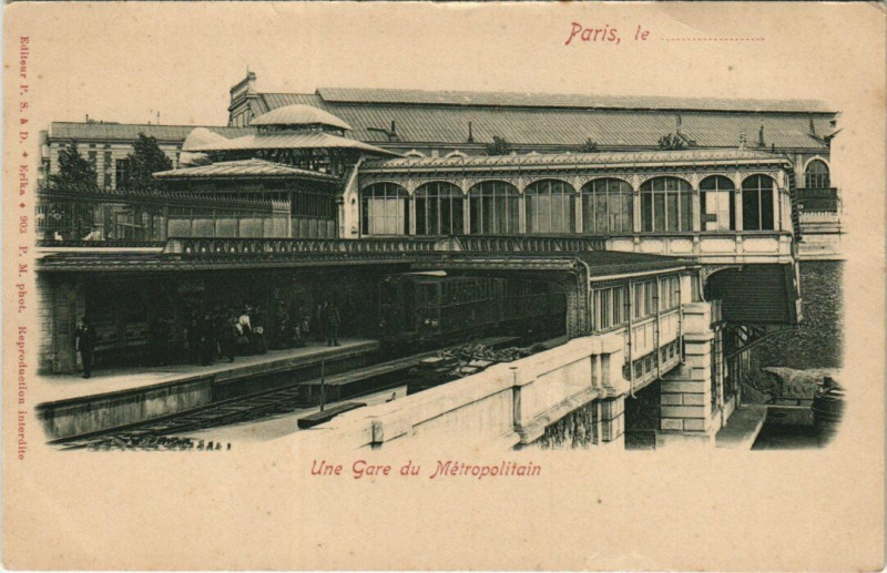Carte postale ancienne Paris Une Gare du Metropolitain