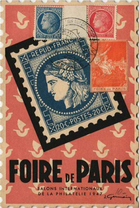 Carte postale ancienne Foire de Paris - Salons internationaux de la philatélie 1947 à Paris 15e