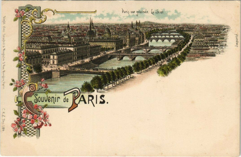 Carte postale ancienne Litho Souvenir de Paris Dep. 584