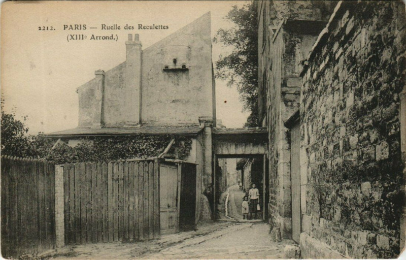 Carte postale ancienne Paris (13e) Ruelle des Reculettes à Paris 13e