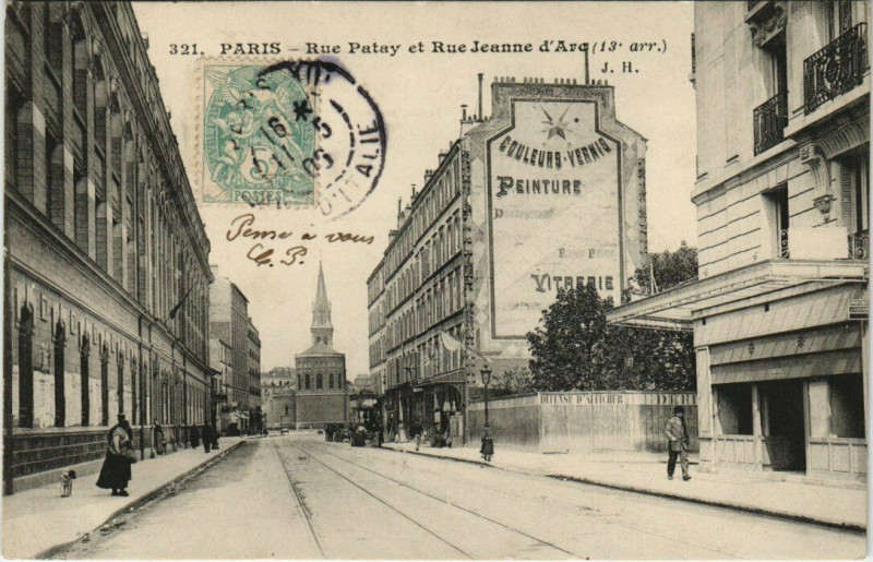 Carte postale ancienne Paris (13e) Rue Patay. Rue Jeanne d'Arc à Paris 13e