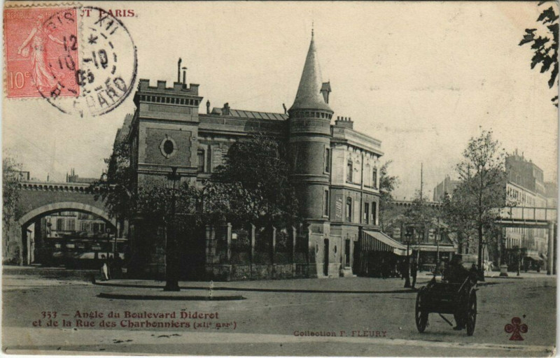 Carte postale ancienne Tout Paris (12e) Angle du Bd Diderot de la Rue des Charbonniers à Paris 12e