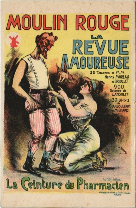 Carte postale ancienne Moulin Rouge - La Revue Amoureuse à Paris 18e