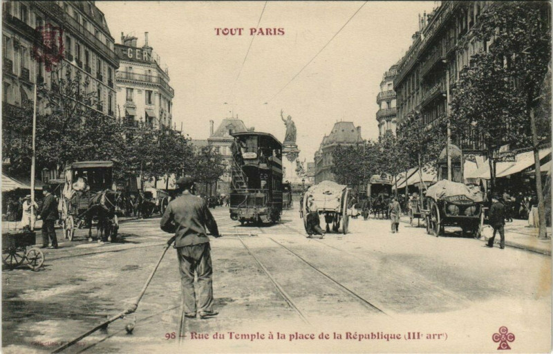 Carte postale ancienne Tout Paris (3e) 98 Rue du Temple. a la Place de la Republique à Paris 3e