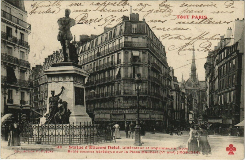 Carte postale ancienne Tout Paris (5e) 146 Statue d'Etienne Dolet à Paris 5e