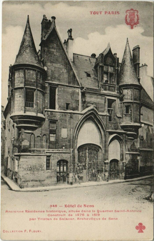 Carte postale ancienne Hôtel de Sens à Paris 4e