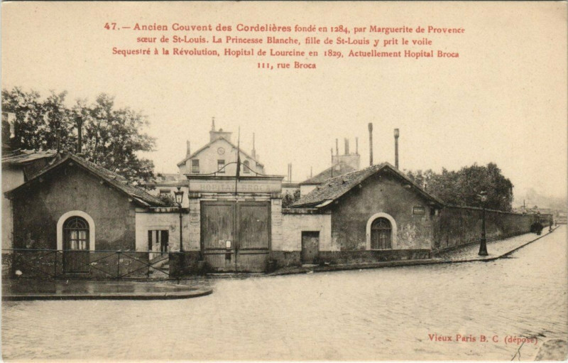 Carte postale ancienne Paris (13e) 111 rue Broca. Anient Couvent des Cordelieres à Paris 13e