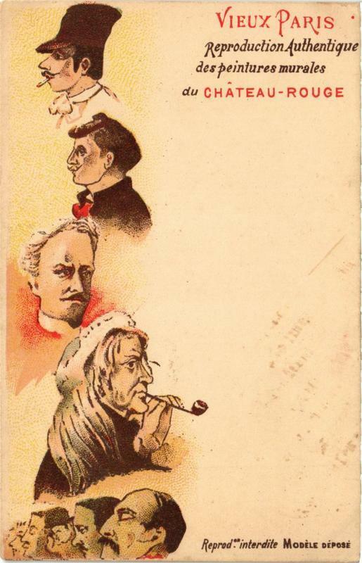 Carte postale ancienne Reproduction Authentiques des peintures murales du Château-Rouge à Paris 18e