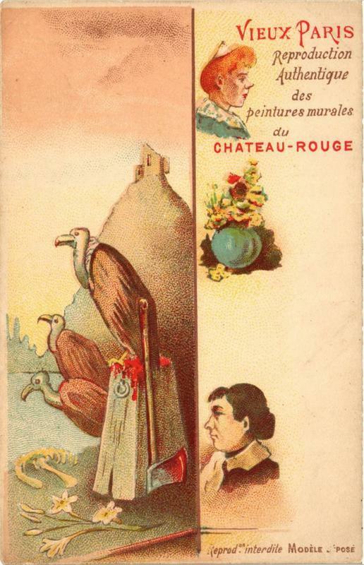 Carte postale ancienne Reproduction Authentiques des peintures murales du Château-Rouge à Paris 18e