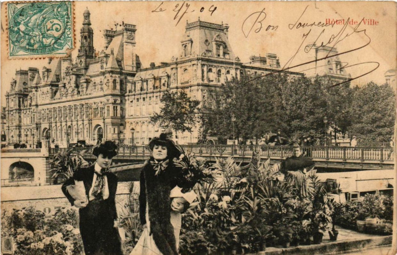 Carte postale ancienne Paris 4e Hotel de Ville à Paris 4e