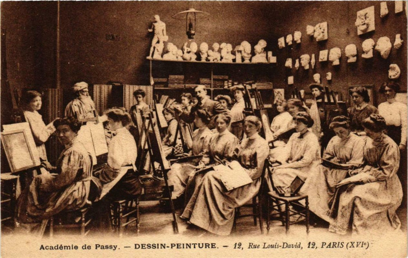 Carte postale ancienne Académie de Passy - Dessin-Peinture - Rue Louis-David à Paris 16e