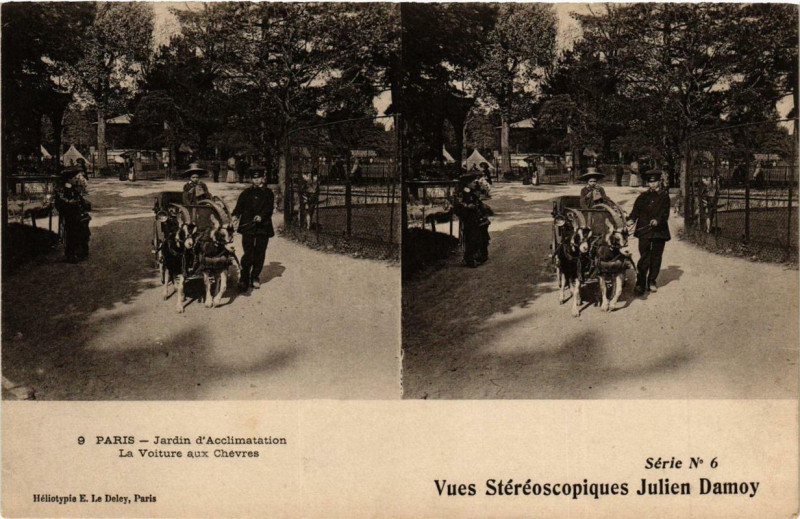 Carte postale ancienne Jardin d'Acclimatation - La Voiture aux Chèvres à Neuilly-sur-Seine