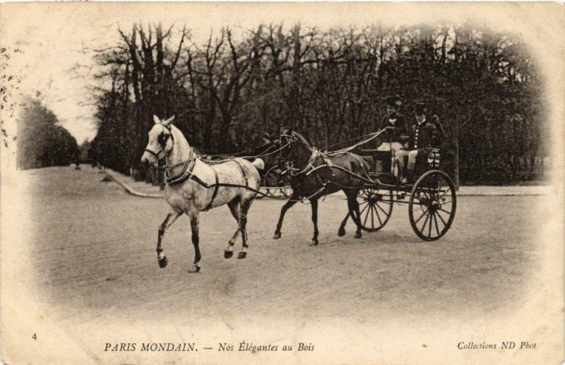 Carte postale ancienne Paris Mondain - Nos Elégantes au Bois à Paris 16e