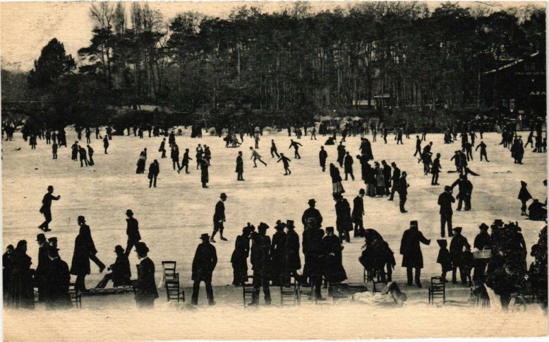 Carte postale ancienne Bois de Boulogne - Patinage à Paris 16e
