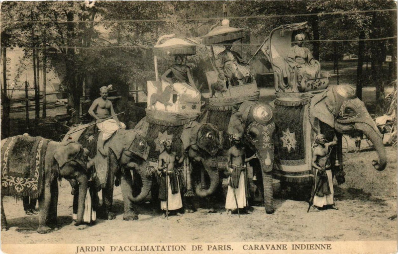 Carte postale ancienne Jardin d'Acclimatation de Paris - Caravane Indienne à Paris 16e