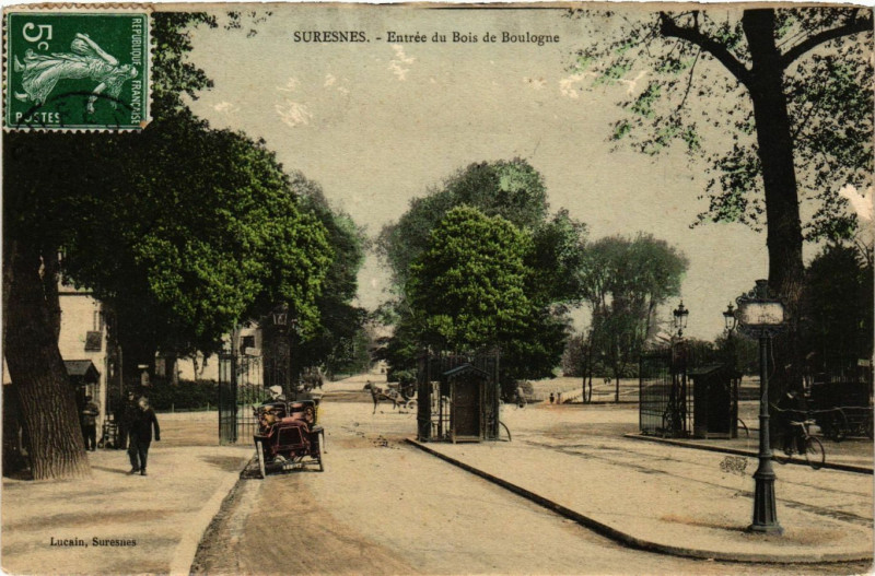 Carte postale ancienne Suresnes - Entrée du Bois de Boulogne à Suresnes
