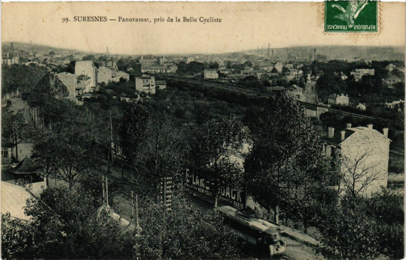 Carte postale ancienne Suresnes - Panorama pris de la Belle Cycliste à Suresnes