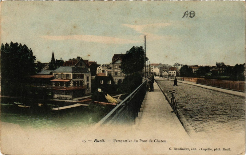 Carte postale ancienne Rueil - Perspective du Pont de Chatou