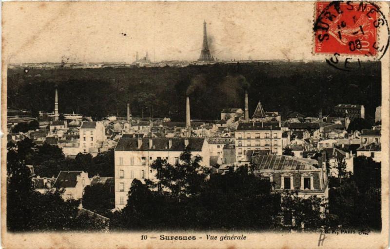 Carte postale ancienne Suresnes - Vue générale à Suresnes