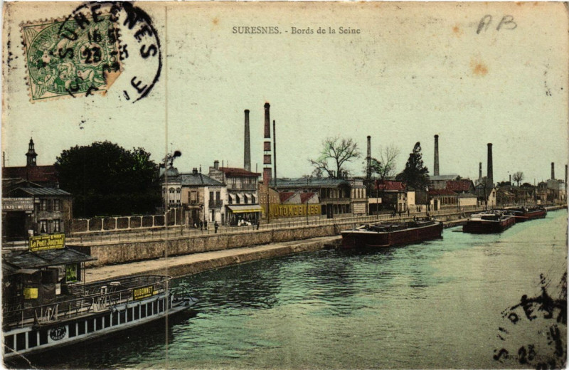 Carte postale ancienne Suresnes - Bords de la Seine à Suresnes