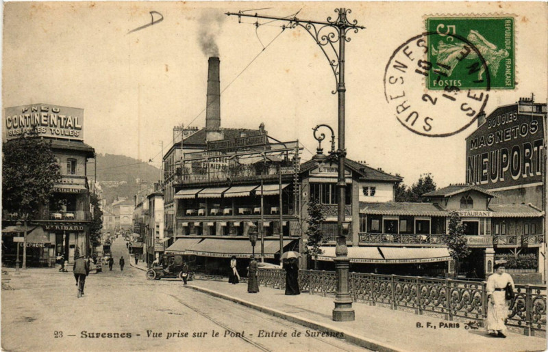 Carte postale ancienne Suresnes - Vue prise sur le Pont - Entrée de Suresnes à Suresnes