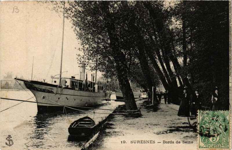Carte postale ancienne Suresnes - Bords de Seine à Suresnes