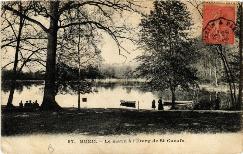 Carte postale ancienne Rueil - Le matin a l'Etang de Saint-Cucufa