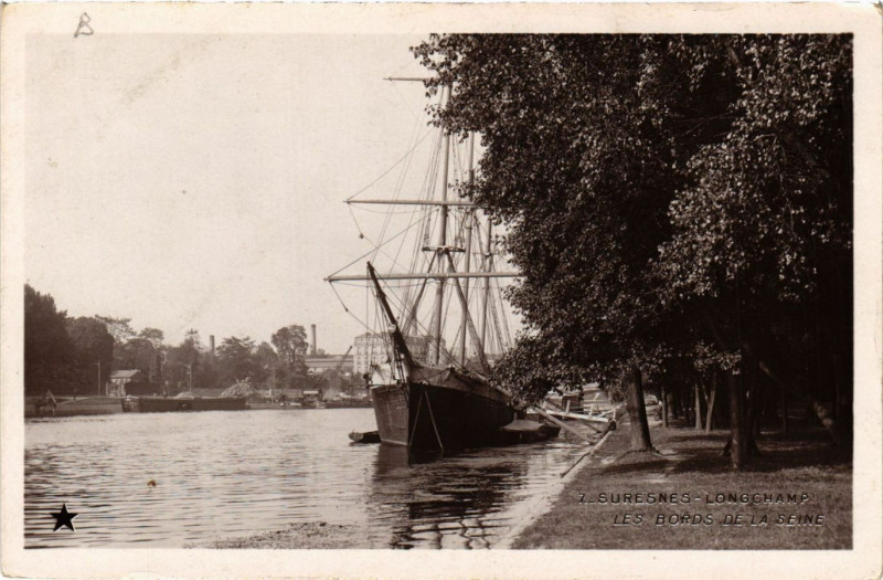Carte postale ancienne Suresnes - Longchamp . Les Bords de la Seine à Suresnes