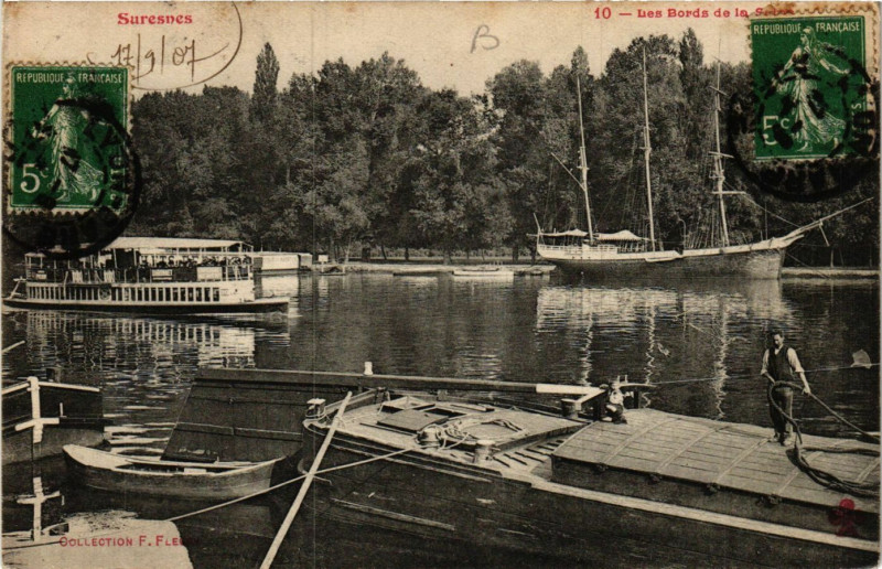 Carte postale ancienne Suresnes - Les Bords de la Seine à Suresnes