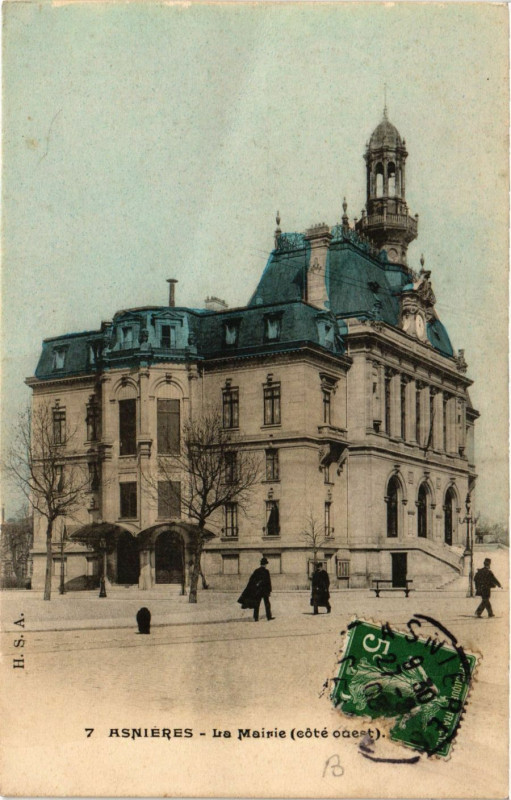 Carte postale ancienne Asnieres - La Mairie coté ouest)